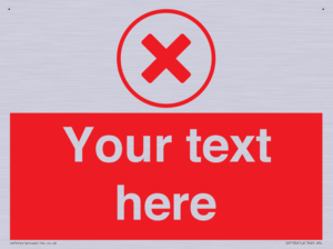 Custom red background, red cross in circle sign